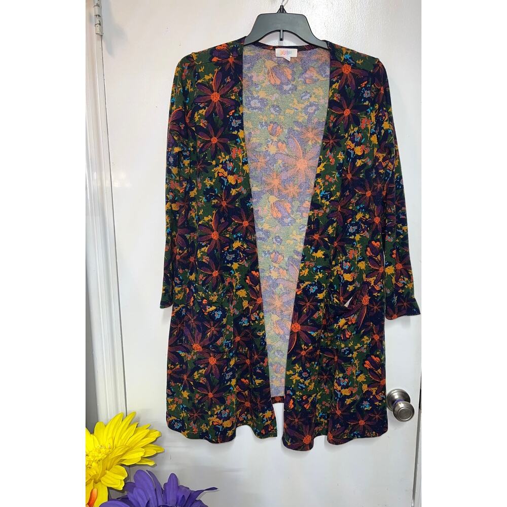 Lularoe Sarah Colorful Floral Cardigan Womens L
